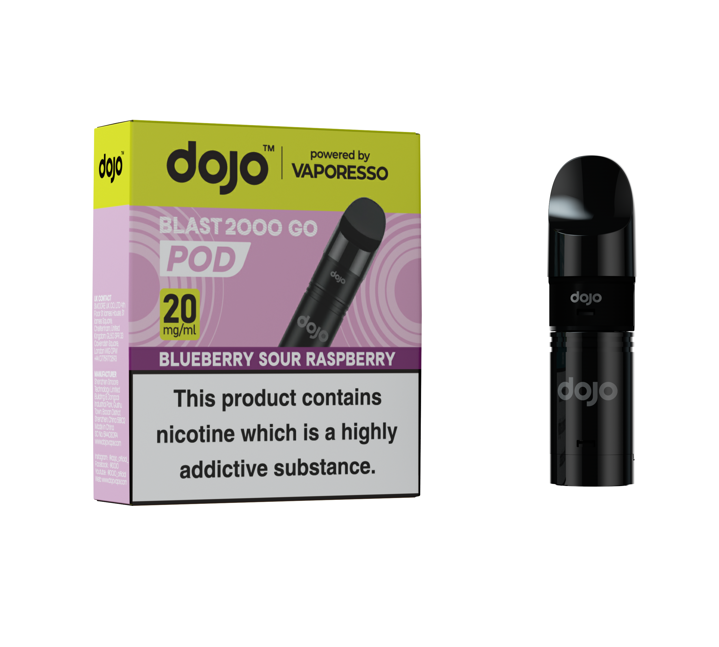 Vaporesso DOJO Blast 2000 Go Refillable Pods - Blueberry Sour Raspberry