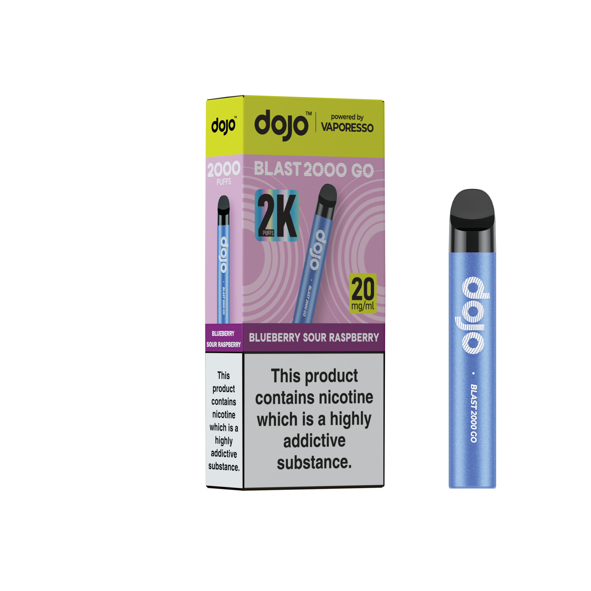 Vaporesso DOJO Blast 2000 Go Pre-filled Pod Vape Kit - Blueberry Sour Raspberry