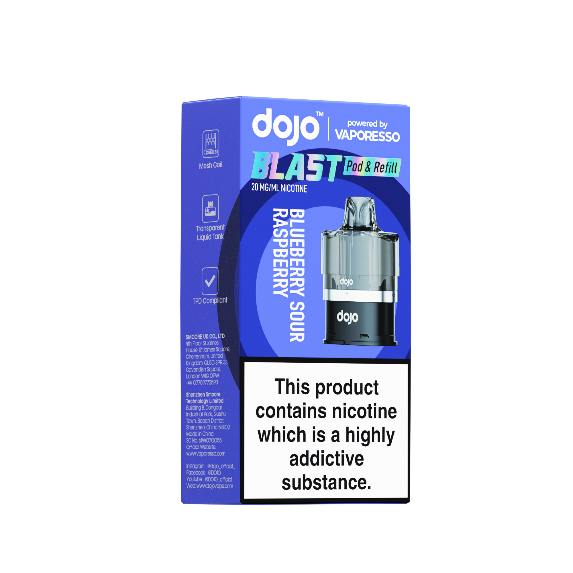 Vaporesso DOJO Blast 6000 Refillable Pod 12ml - Blueberry Sour Raspberry