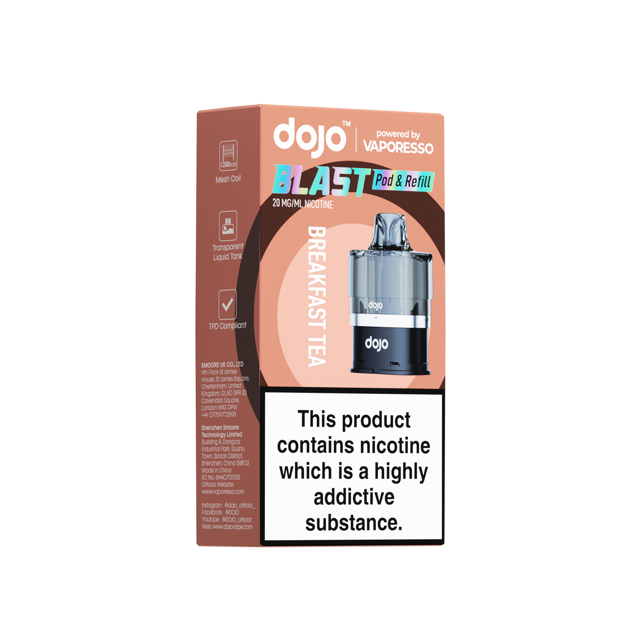 Vaporesso DOJO Blast 6000 Refillable Pod 12ml - Breakfast tea