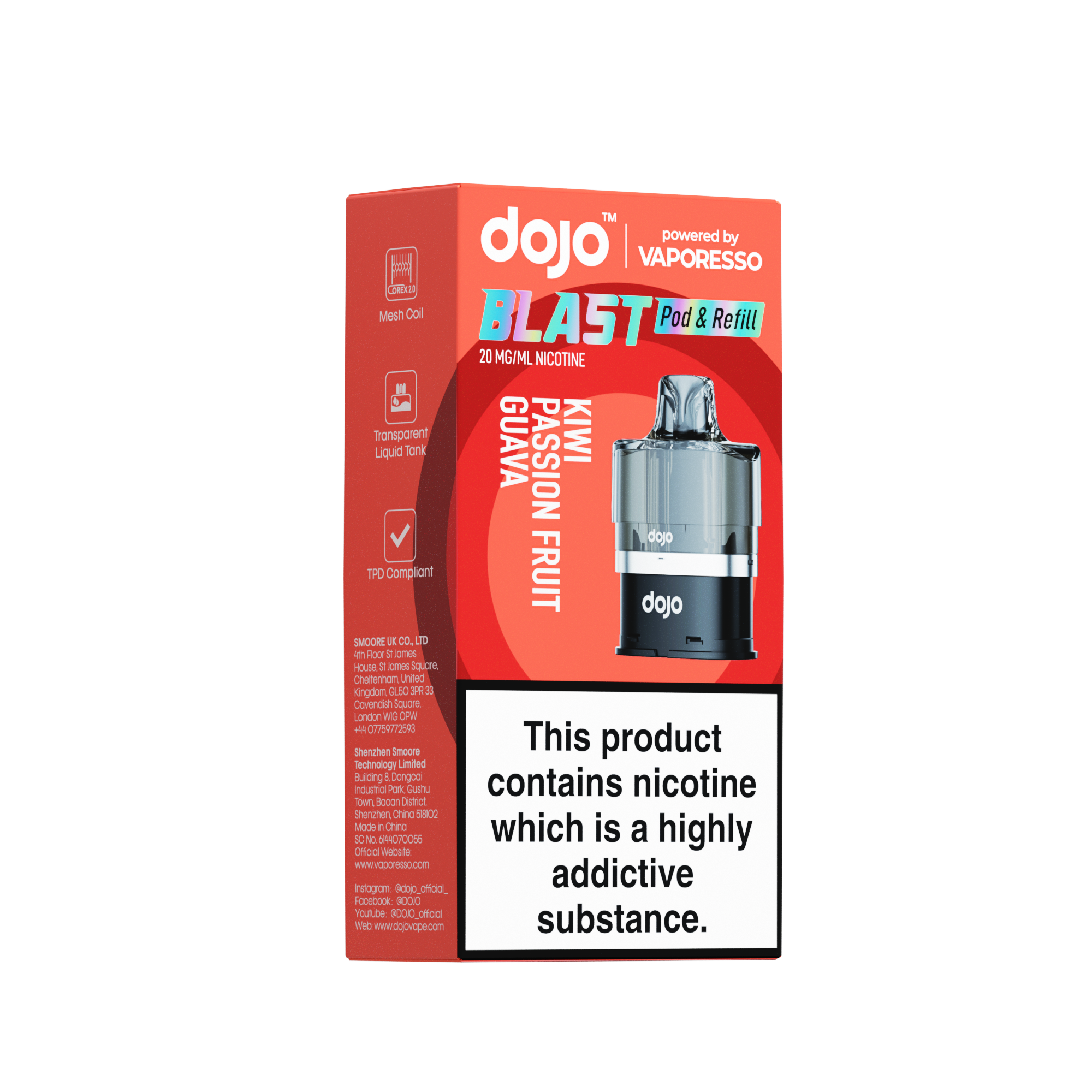 Vaporesso DOJO Blast 6000 Refillable Pod 12ml - Kiwi Passionfruit Guava