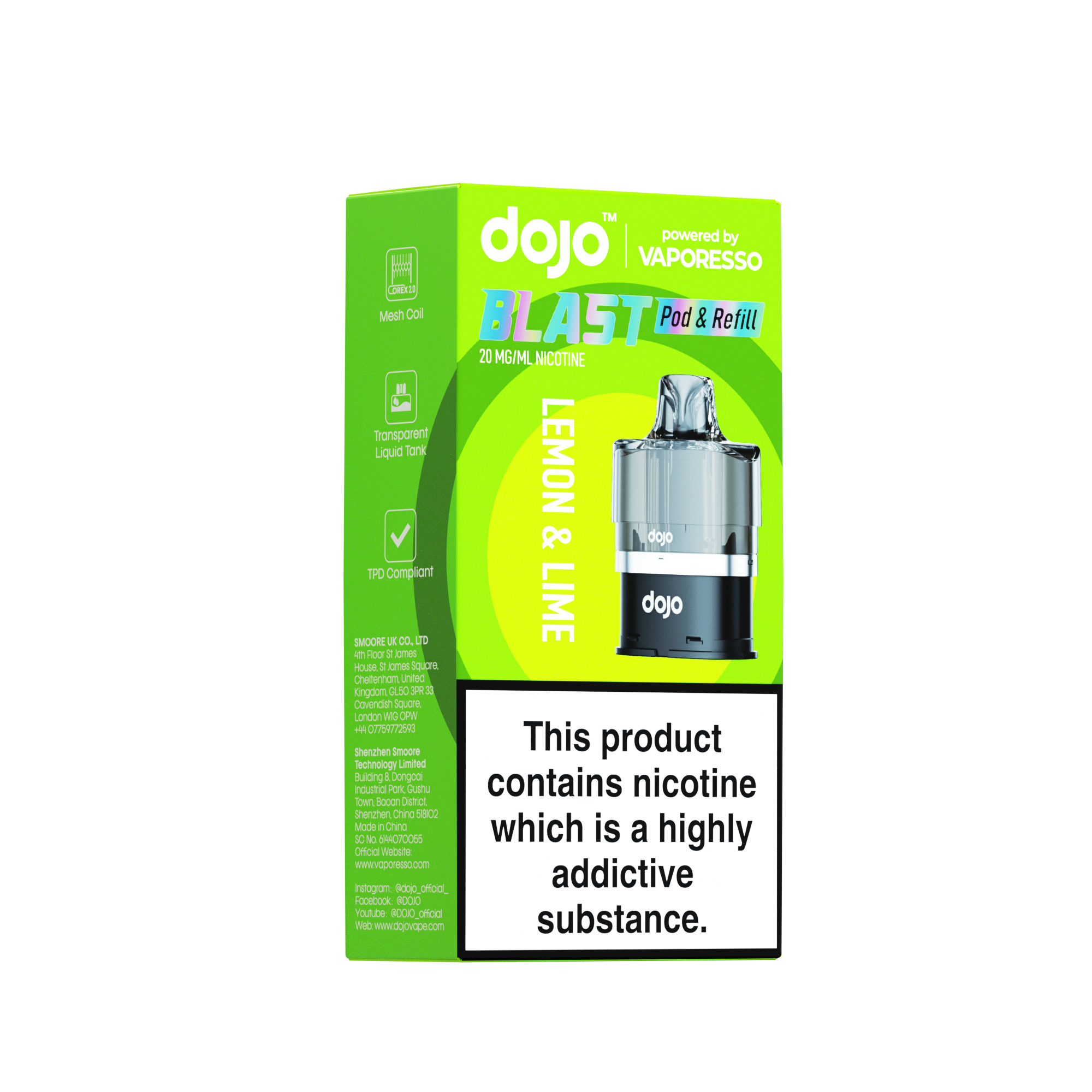 Vaporesso DOJO Blast 6000 Refillable Pod 12ml - Lemon Lime