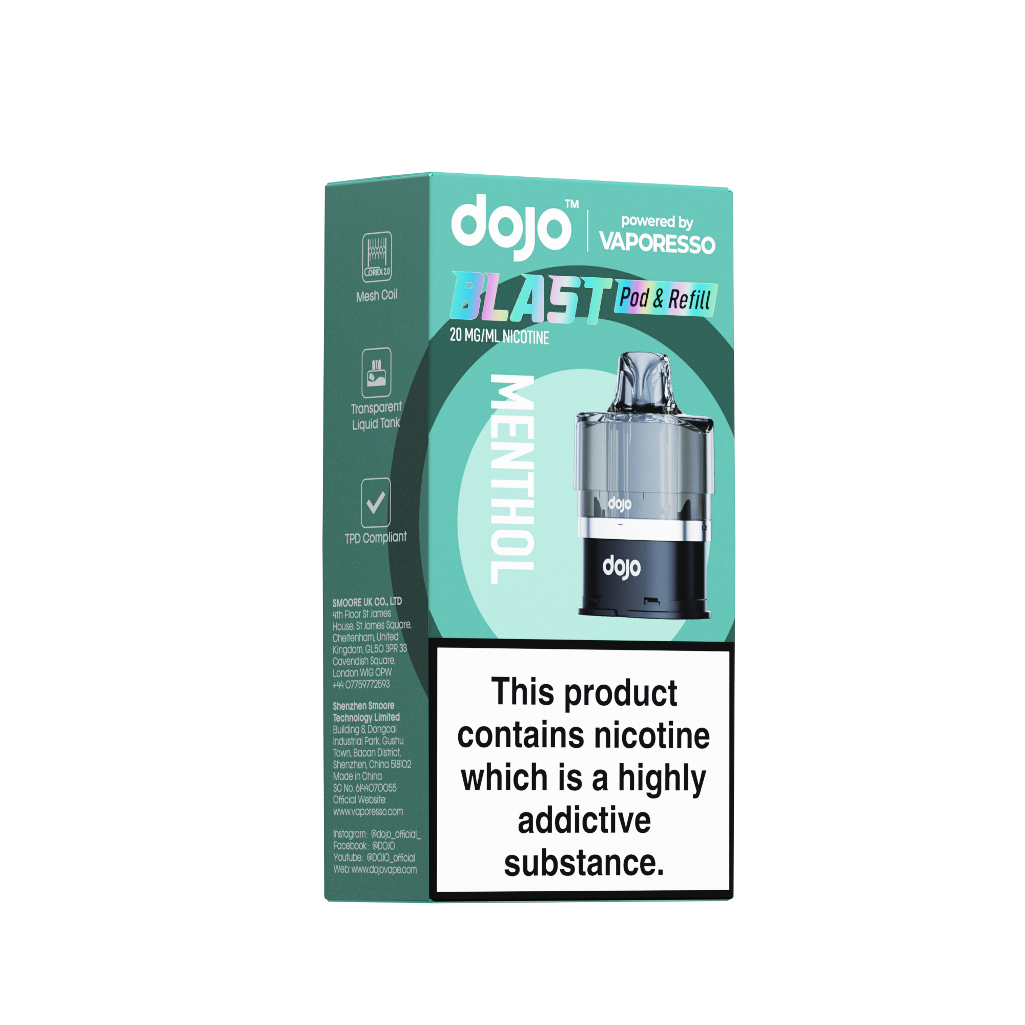 Vaporesso DOJO Blast 6000 Refillable Pod 12ml - Menthol