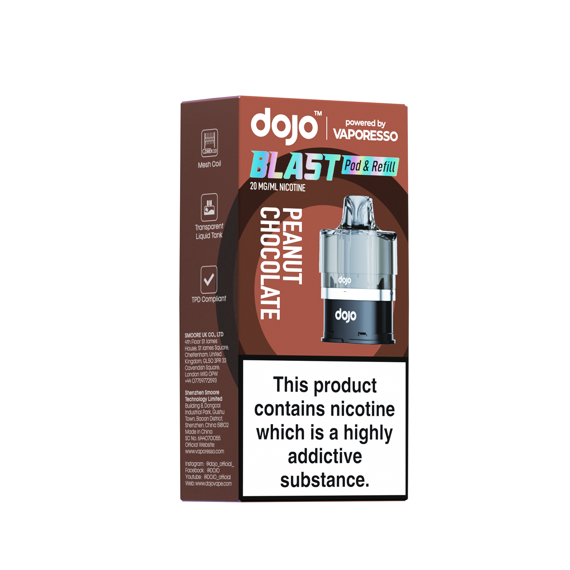 Vaporesso DOJO Blast 6000 Refillable Pod 12ml - Peanut Chocolate