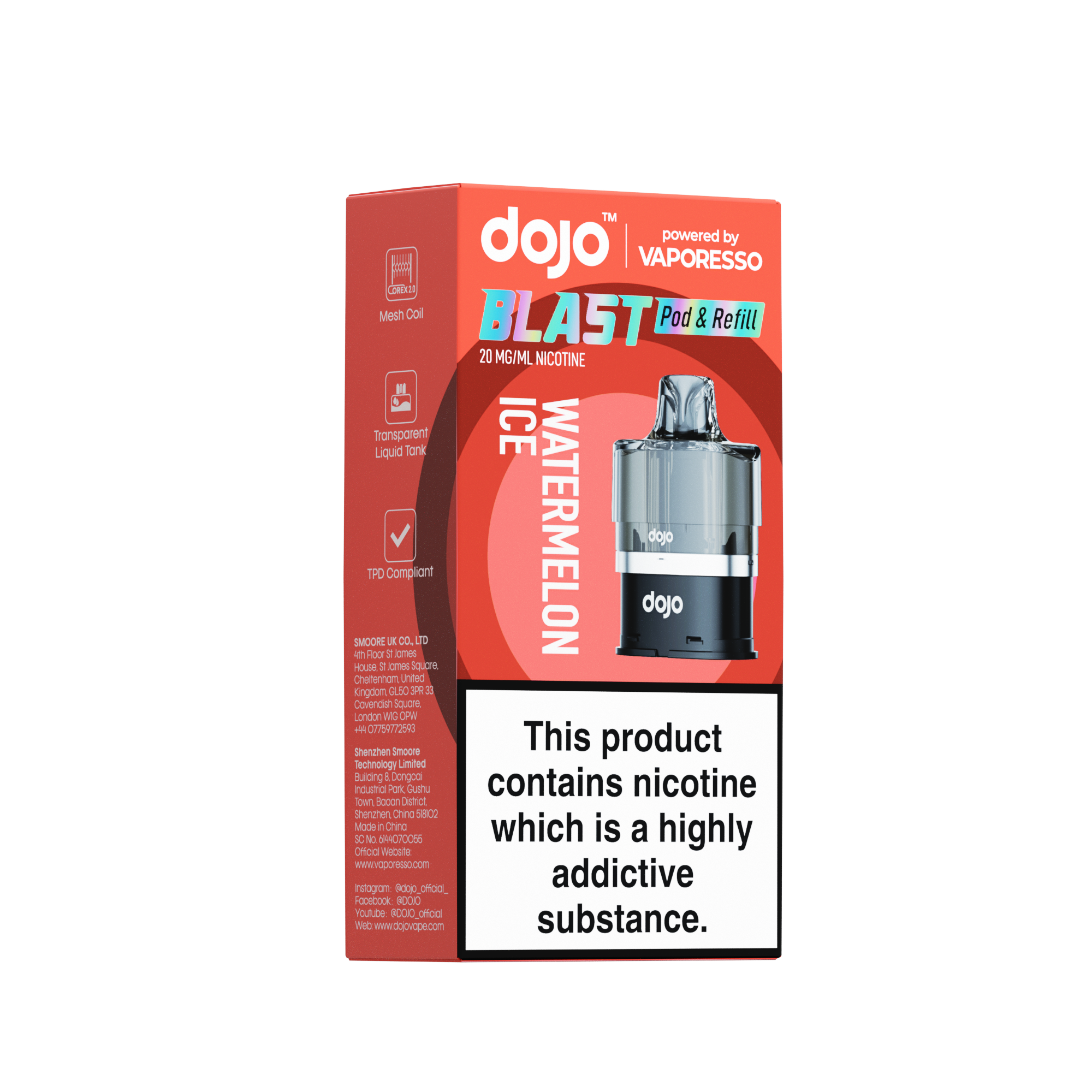 Vaporesso DOJO Blast 6000 Refillable Pod 12ml - Watermelon Ice
