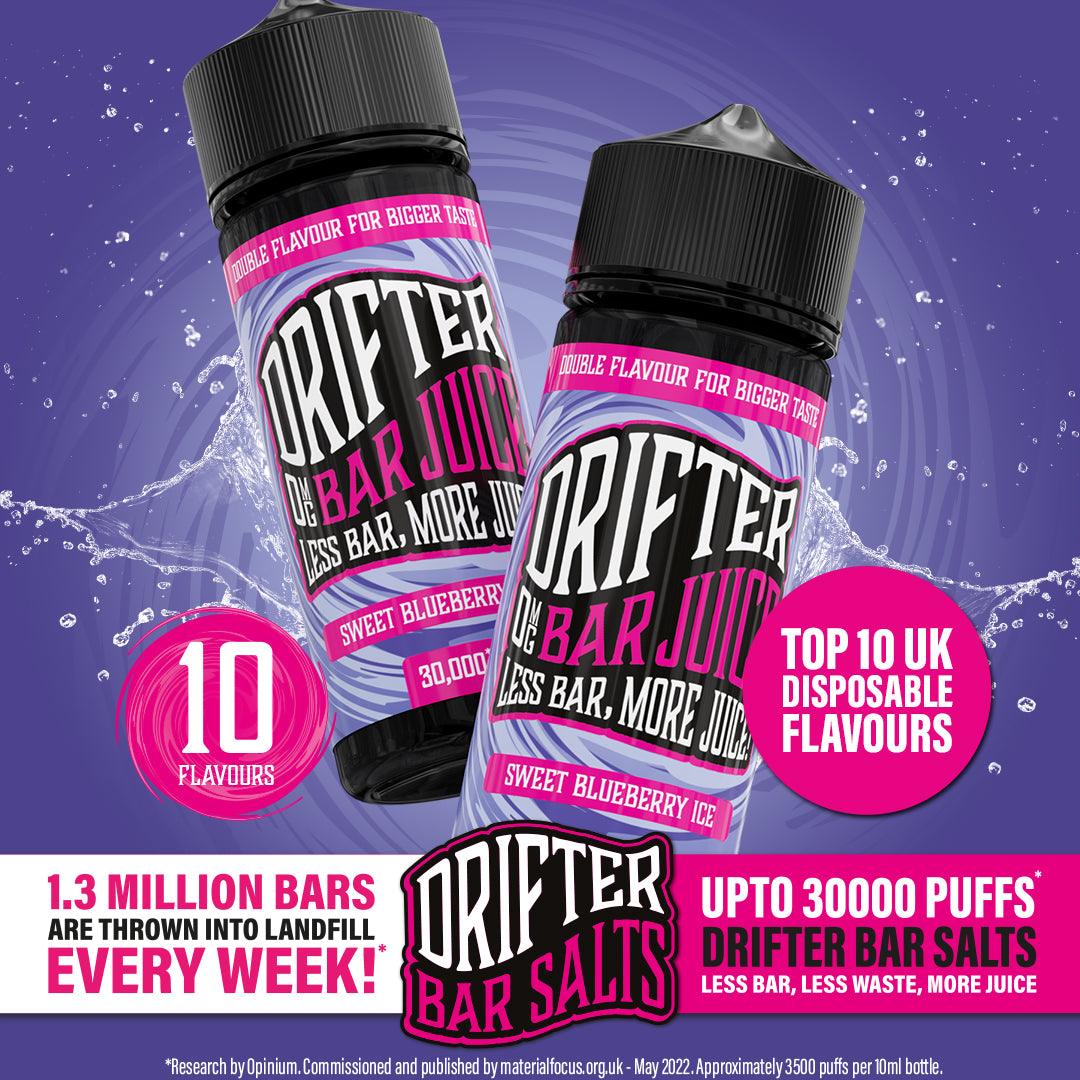 Sweet Blueberry Ice - Drifter Bar Juice 100ml (Includes 2 Salt Nic Shots) - The Vape Escape Wales | Darth Vaper Wales