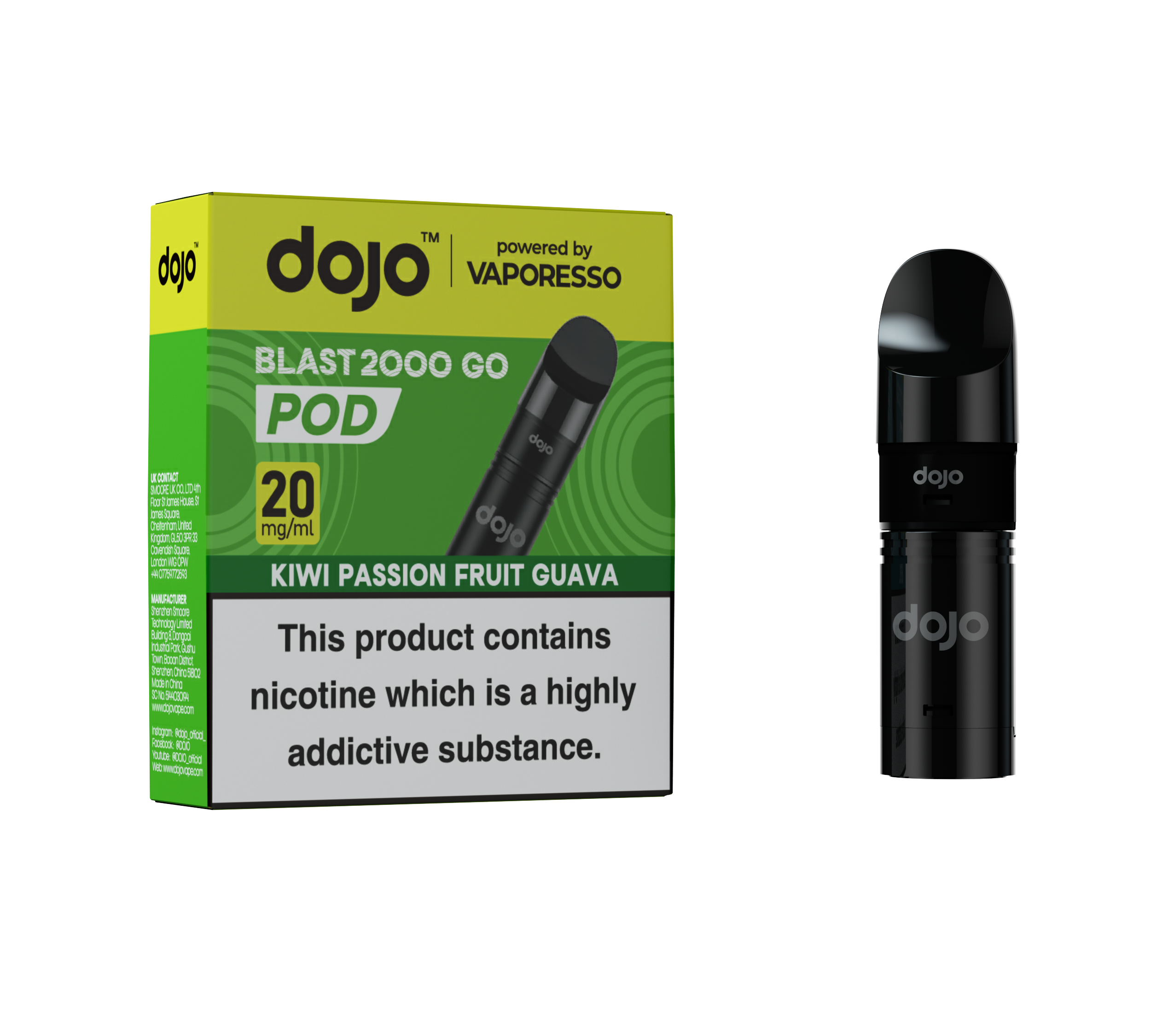 Vaporesso DOJO Blast 2000 Go Refillable Pods - Kiwi Passion Guava