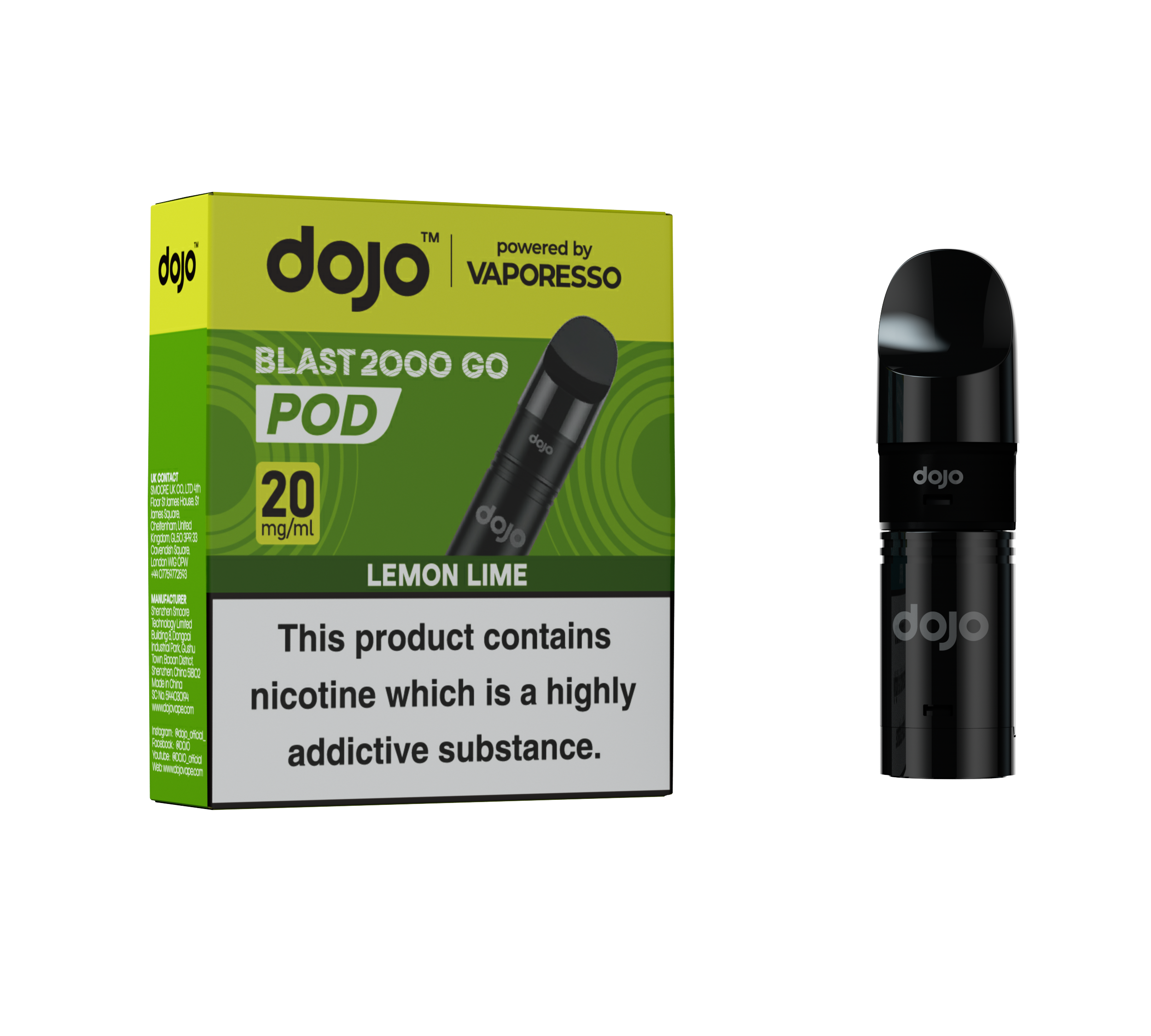 Vaporesso DOJO Blast 2000 Go Refillable Pods - Lemon Lime