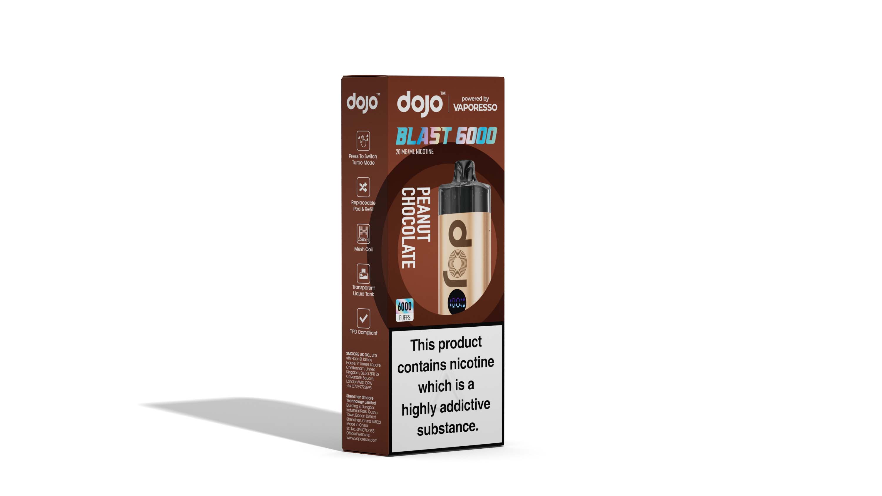 Vaporesso DOJO Blast 6000 Pod Vape Kit 12ml - Peanut Chocolate