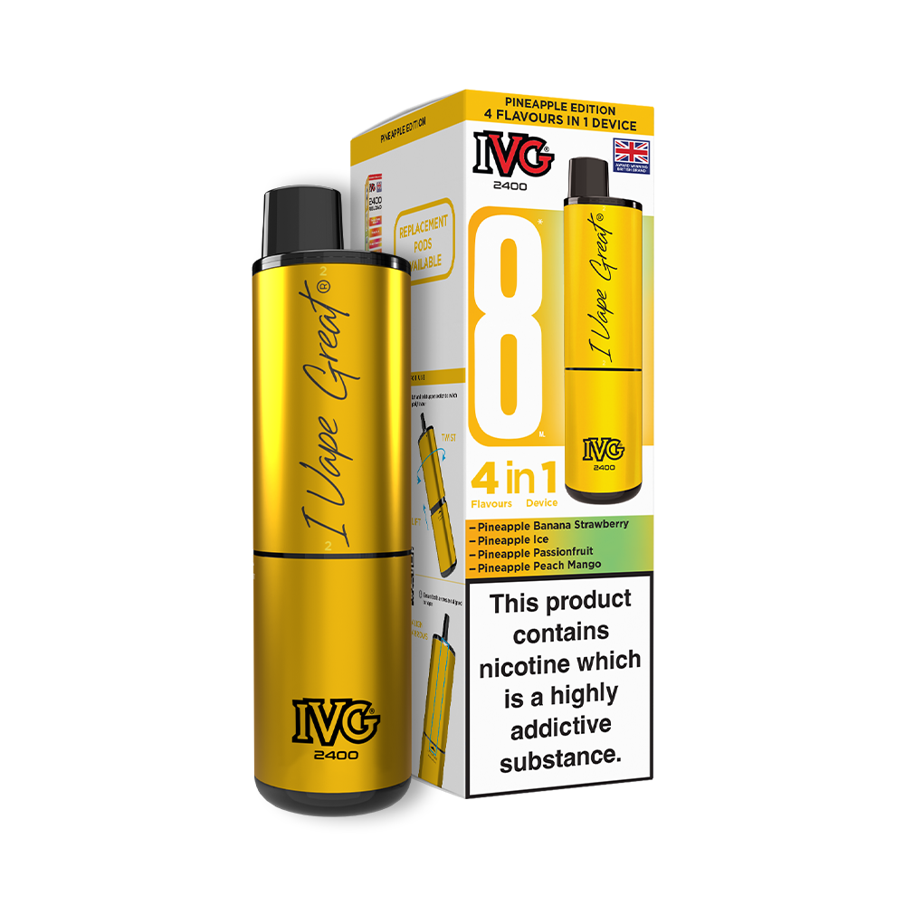 IVG 2400 Big Puff Pre-filled Pod Vape Kit (4 in 1) 🔥2 for £25🔥 - Pineapple Edition (4 Flavours)