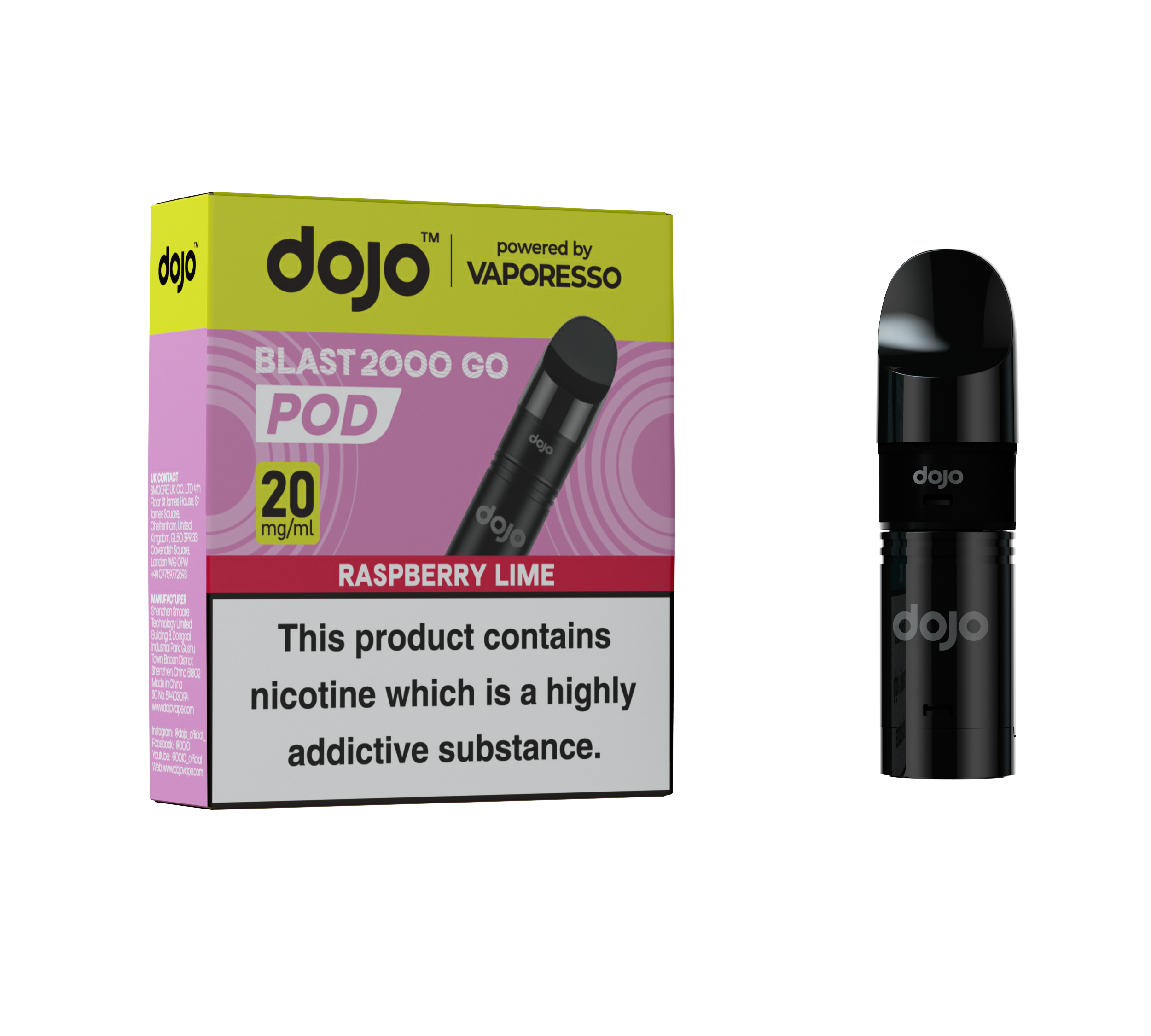 Vaporesso DOJO Blast 2000 Go Refillable Pods - Raspberry Lime