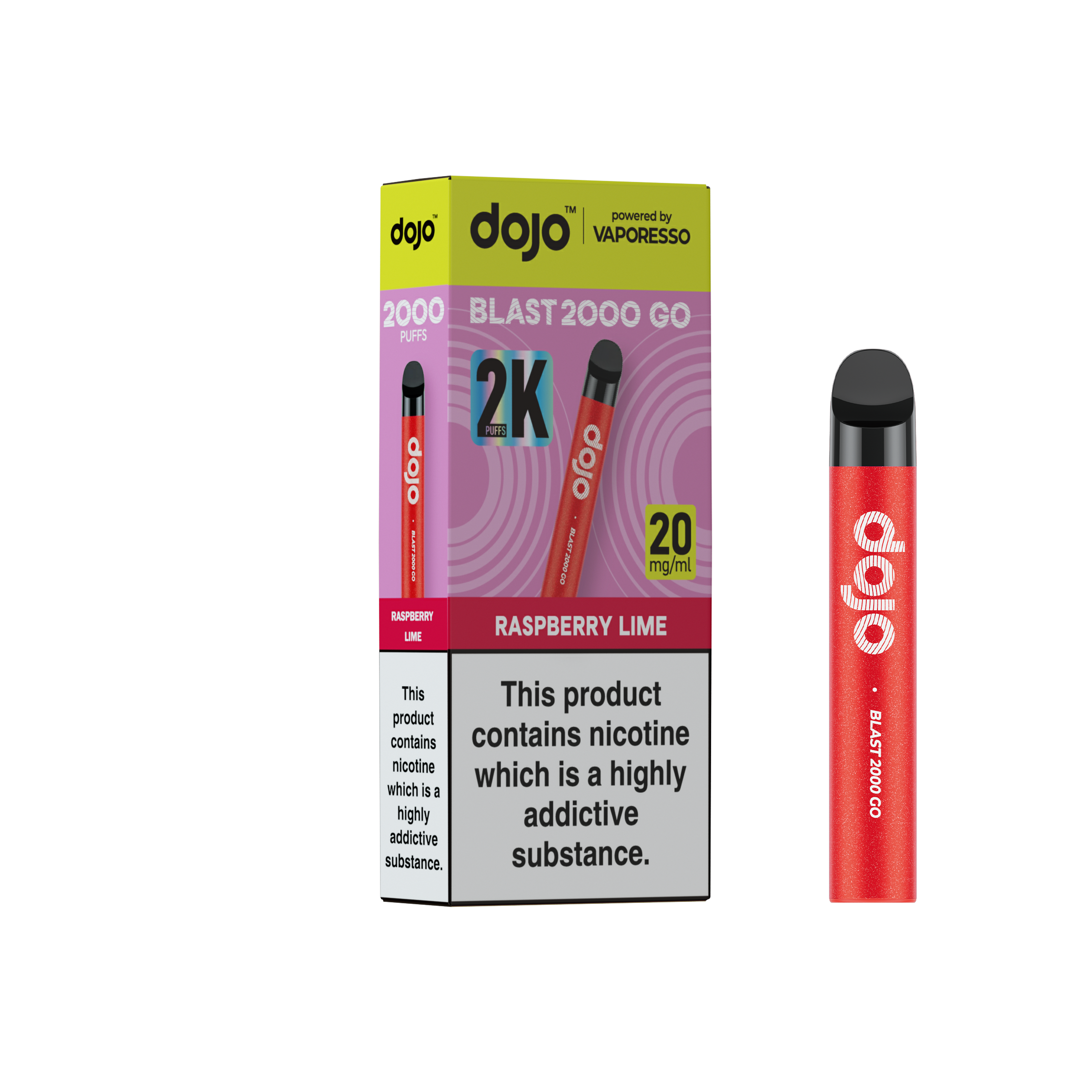 Vaporesso DOJO Blast 2000 Go Pre-filled Pod Vape Kit - Raspberry Lime