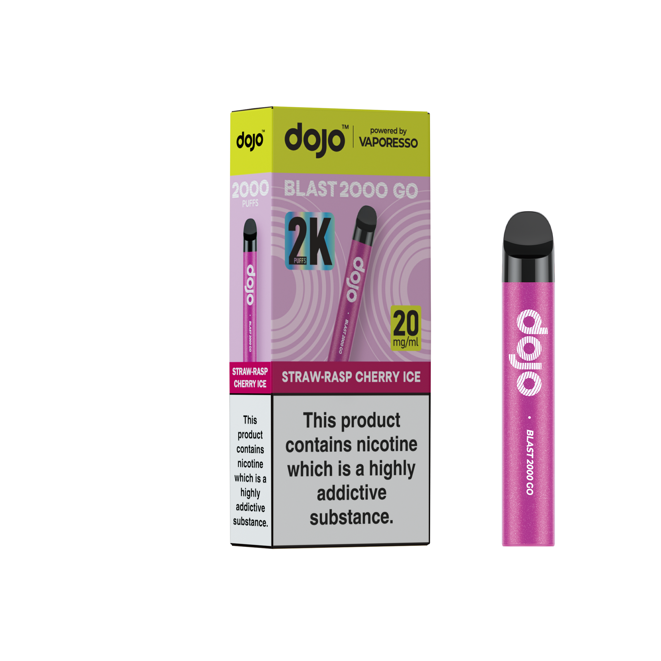 Vaporesso DOJO Blast 2000 Go Pre-filled Pod Vape Kit - Strawberry Raspberry Cherry Ice