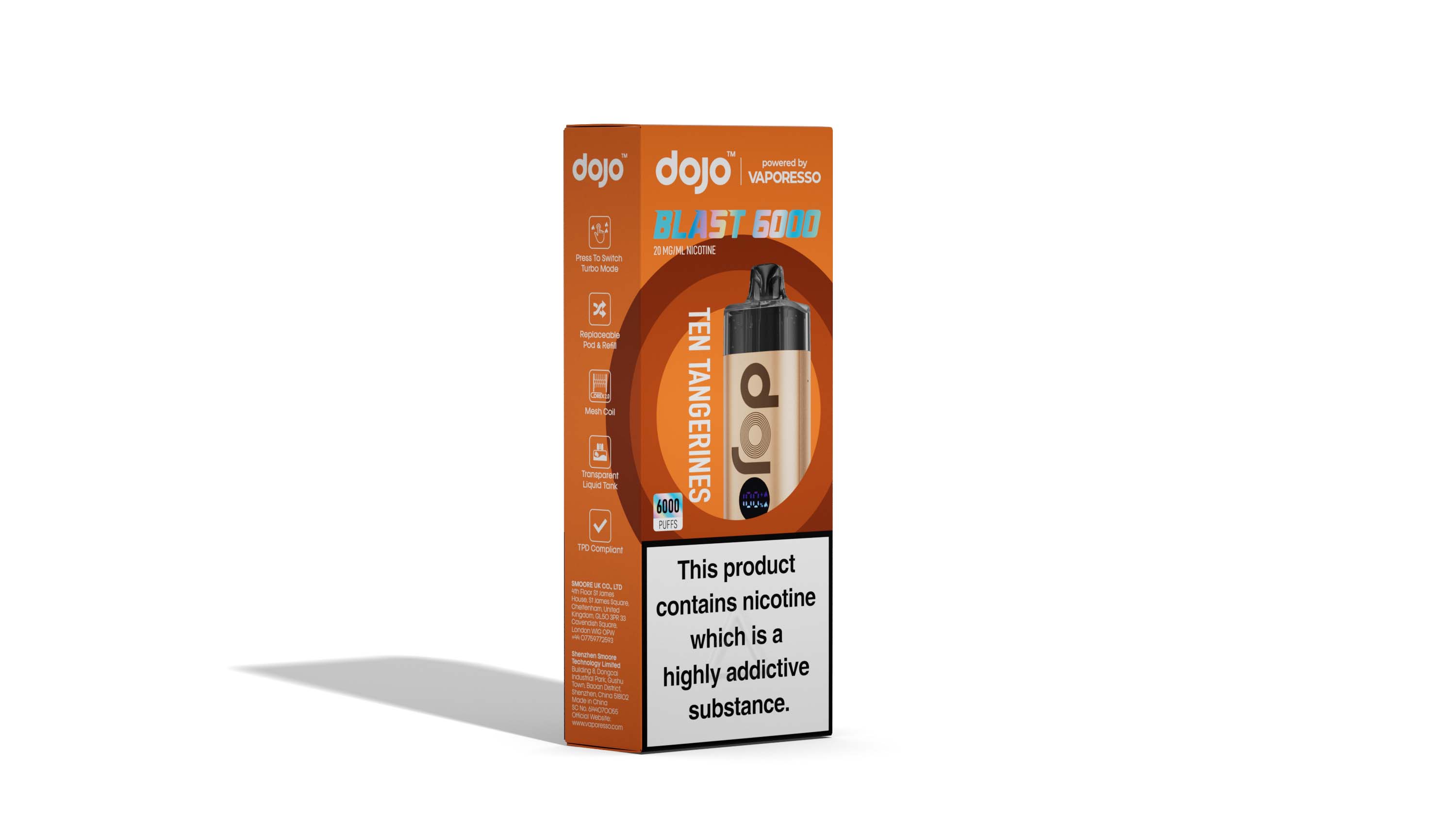 Vaporesso DOJO Blast 6000 Pod Vape Kit 12ml - Ten Tangerines