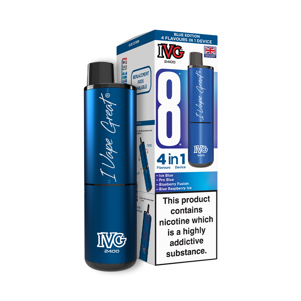 IVG 2400 Big Puff Pre-filled Pod Vape Kit (4 in 1) 🔥2 for £25🔥 - Blue Edition (4 Flavours)