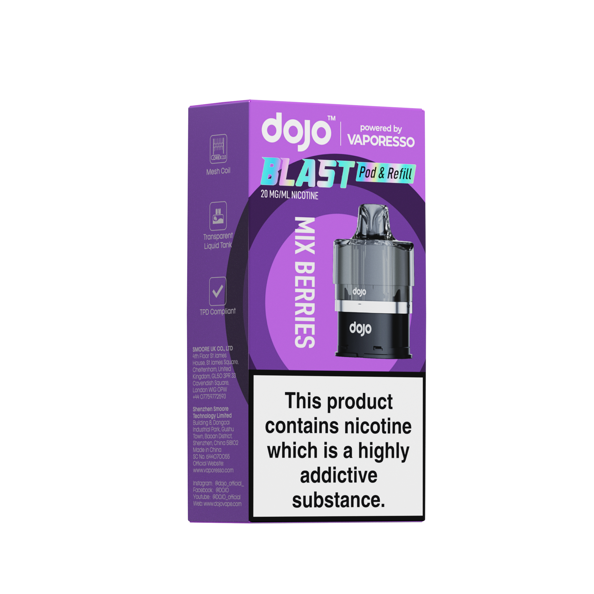 Vaporesso DOJO Blast 6000 Refillable Pod 12ml The Vape Escape Wales & England Vaporesso DOJO Blast 6000 Refillable Pod 12ml The Vape Escape Wales & England
