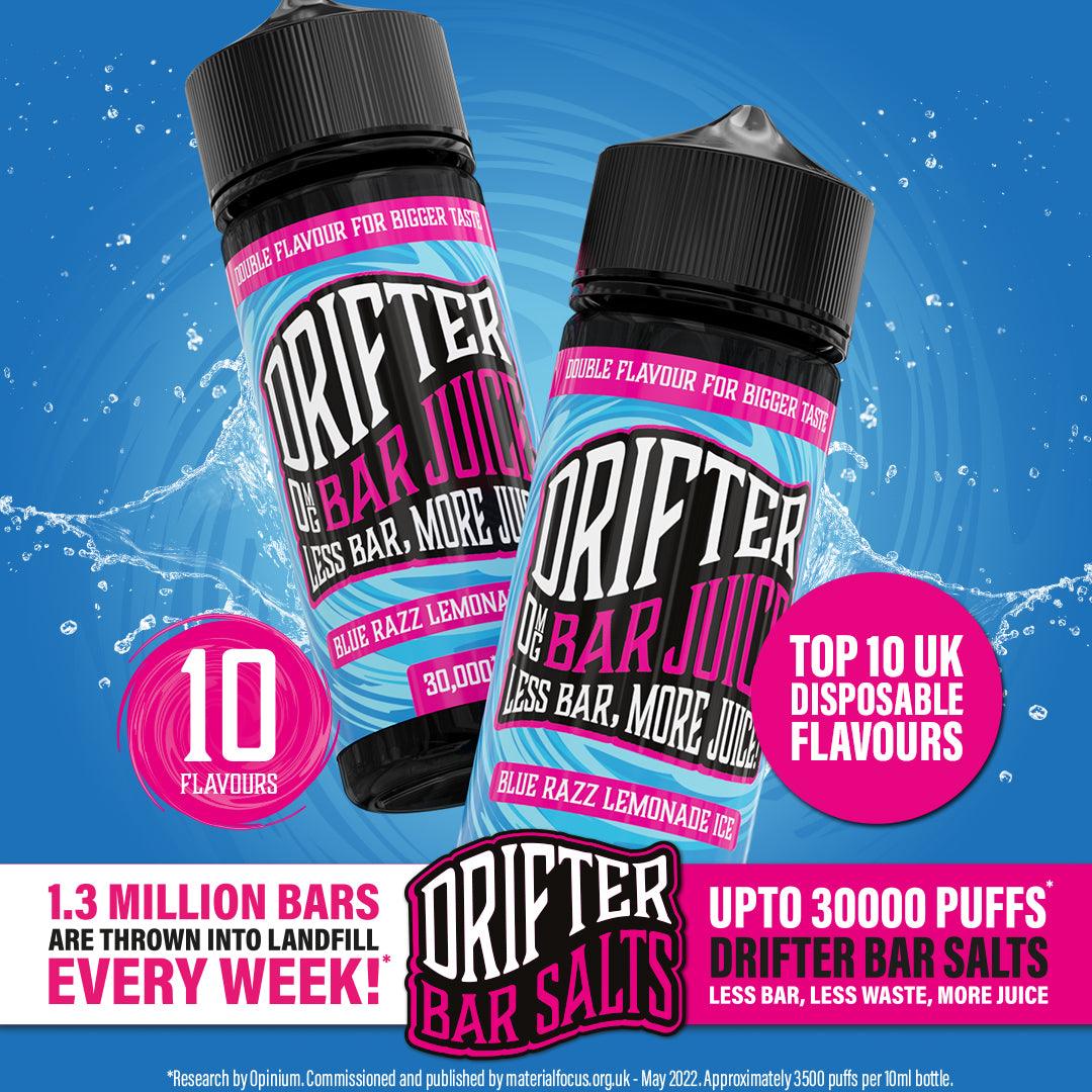 Blue Razz Lemonade Ice - Drifter Bar Juice 100ml (Includes 2 Salt Nic Shots) - The Vape Escape Wales | Darth Vaper Wales