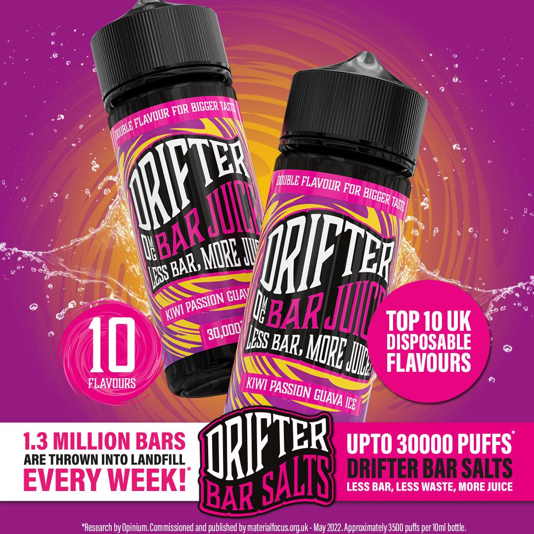 Kiwi Passionfruit Guava Ice - Drifter Bar Juice 100ml (Includes 2 Salt Nic Shots) - The Vape Escape Wales | Darth Vaper Wales