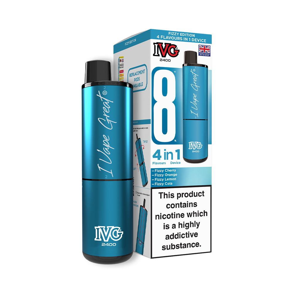 IVG 2400 Big Puff Pre-filled Pod Vape Kit (4 in 1) 🔥2 for £25🔥 - Fizzy Edition (4 Flavours)