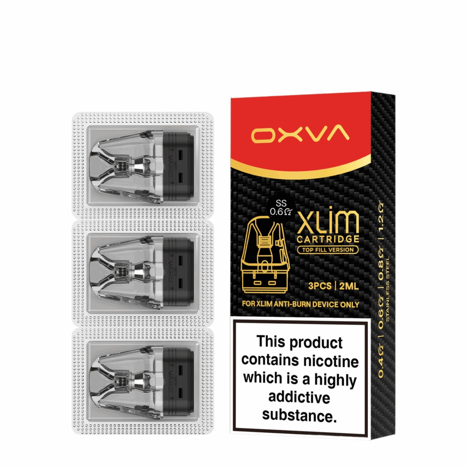 OXVA Xlim SS Top Fill Pods 2ml (3 pack)