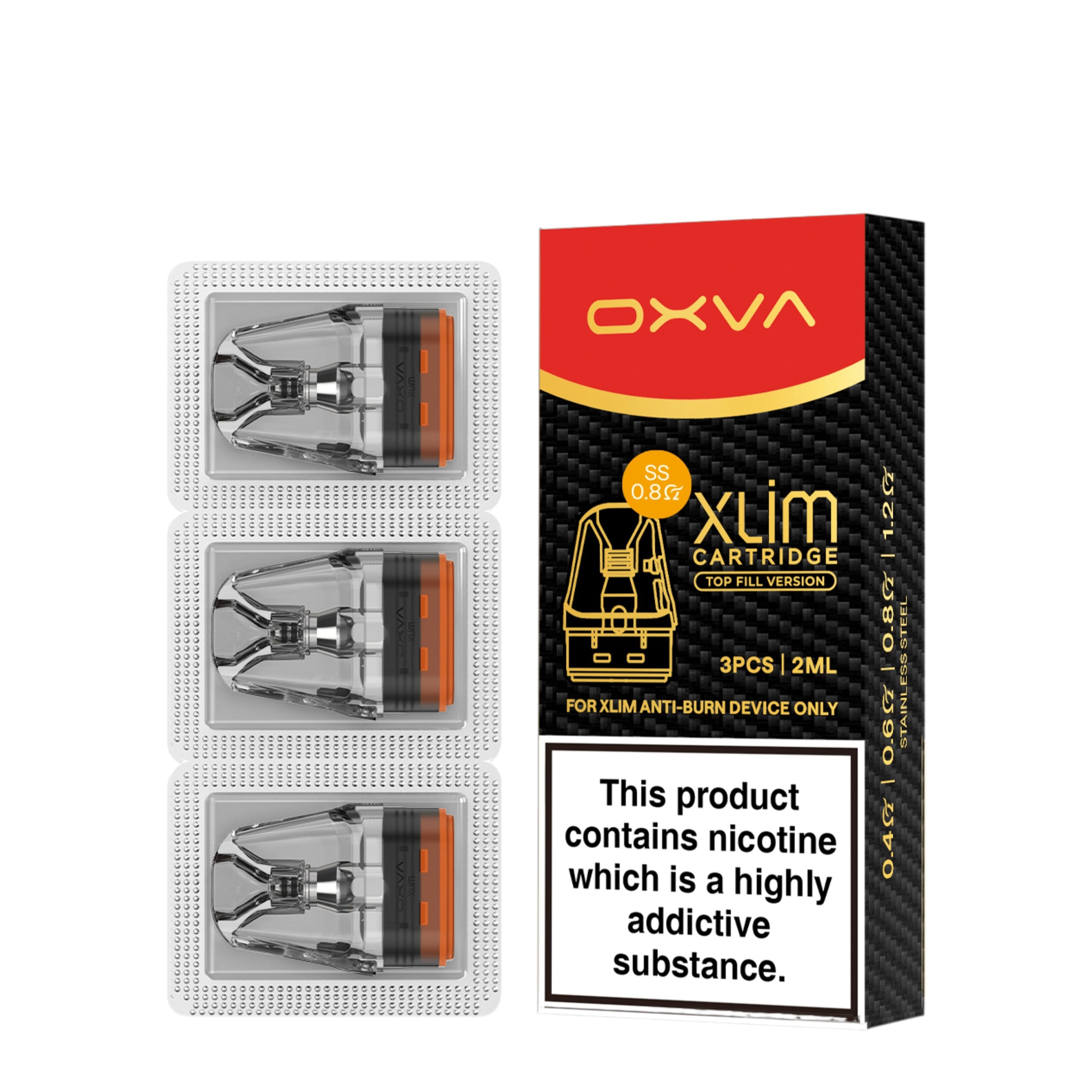 OXVA Xlim SS Top Fill Pods 2ml (3 pack)