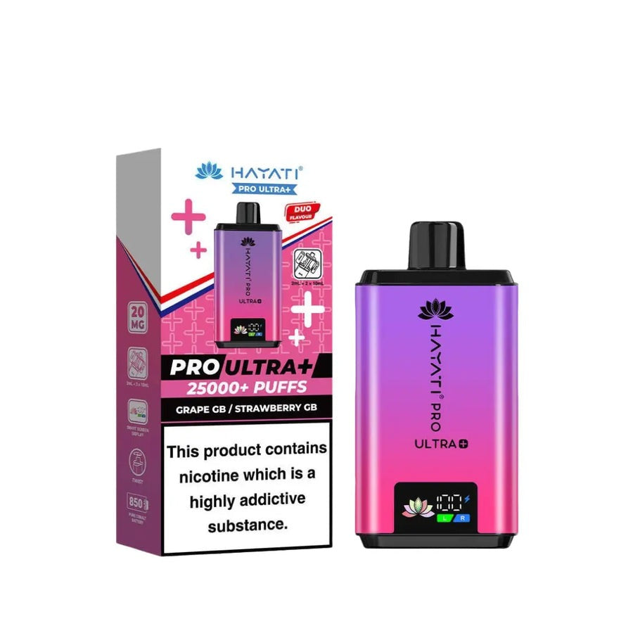 Hayati Pro Ultra Plus 25K Prefilled Vape Kit - Grape GB/Strawberry GB
